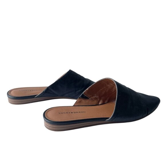 Lucky Brand Black Leather Slip On Sandals - 10 M - Picture 5 of 7